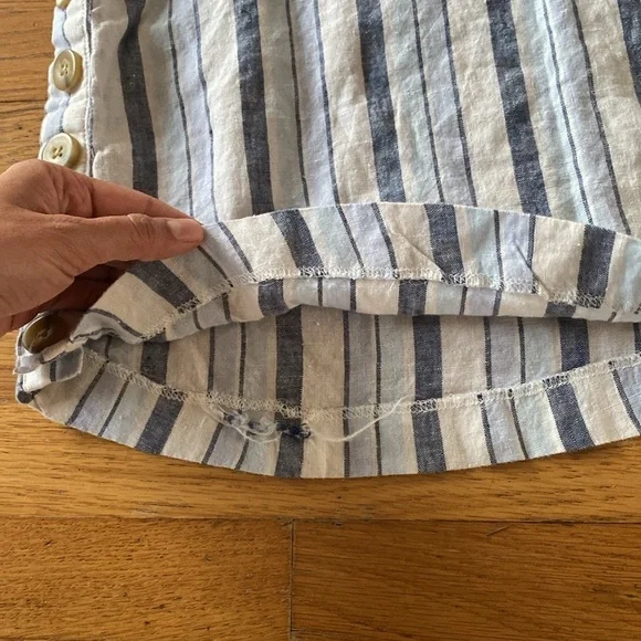 Madewell Linen Side-Button Striped Easy Dress Size XXS - Picture 8 of 16